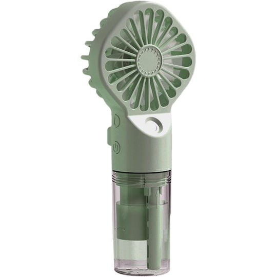 Tragbarer Handgehaltener Ventilator mit Wassernebelsystem 4 Geschwindigkeitsstufen Ideal für Reisen Kunststoff Grün