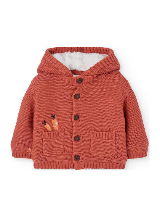 Kids Cardigan Knitted with Hood Orange