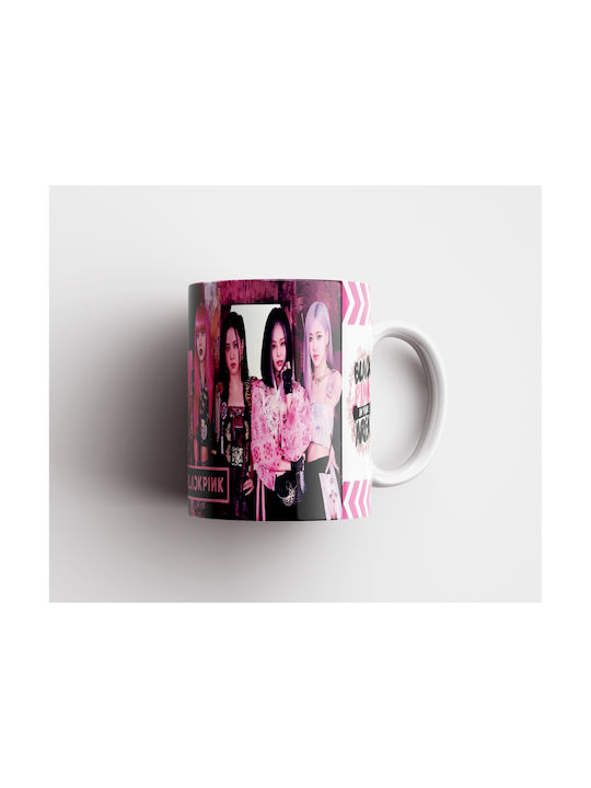 Бяла Керамична Чаша 330ml Black Pink Dp4619