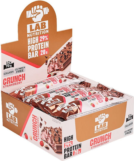 Lab Nutrition HIgh Protein Bar Bars with 29% Protein & Flavor Strawberry 12x70gr