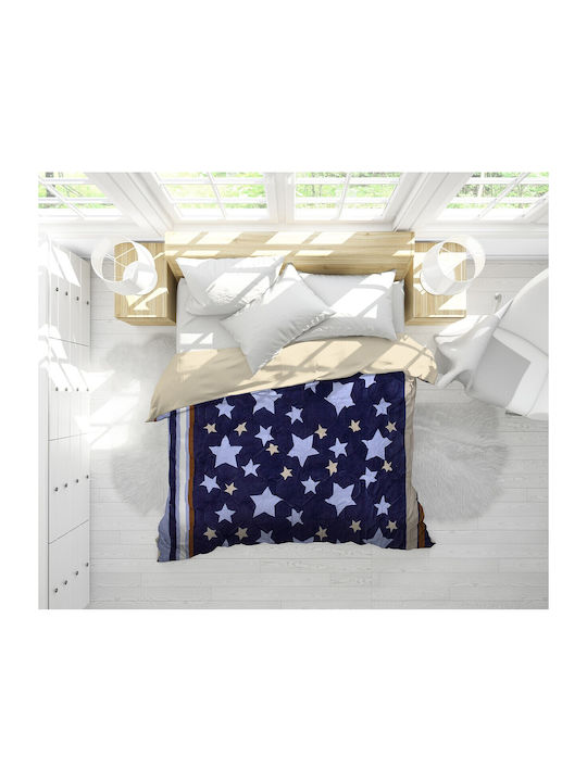Alcam Stars Fleece Tagesdecke Doppelbett Blau 200x220cm