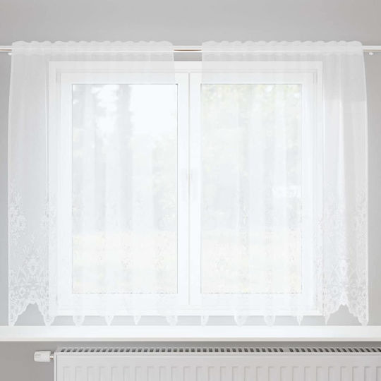 vidaXL Κουρτίνα Παραθύρου με Τρέσα Λευκή 140x150εκ.