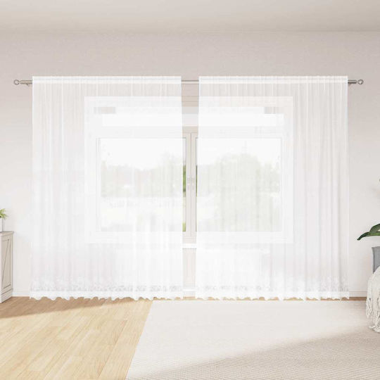 vidaXL Perdea Fereastră Cu Coafură Albă 300x240cm
