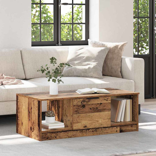 Rectangular Central Coffee Table Wooden Old Wood M100xW50xH36cm