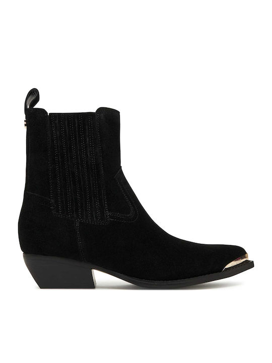 Guess Suede Γυναικεία Μποτάκια Αστραγάλου Μαύρα