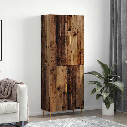 Vitrină Suspendată pentru Sufragerie din Placă Aglomerată, Culoare Lemn Vechi, 69,5x34x180 cm