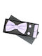 3-piece Set Bow Tie Cufflinks Pocket Square Men Buticcochet Stylized Print Light Purple Setp255