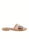 Leder Flache Sandalen für Damen in Gold Farbe