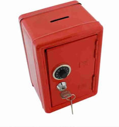 Mini Safe Children Adults Made Durable Metal Coin Slot Key Lock Red