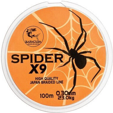 Fir Textile Baracuda Spider X9 100 M 9 Паралелни Плетени Влакна Флуоресцентно Оранжево