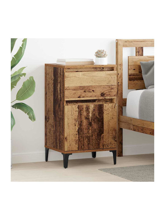 Bedside Tables Wooden with Metal Legs Old Wood ...