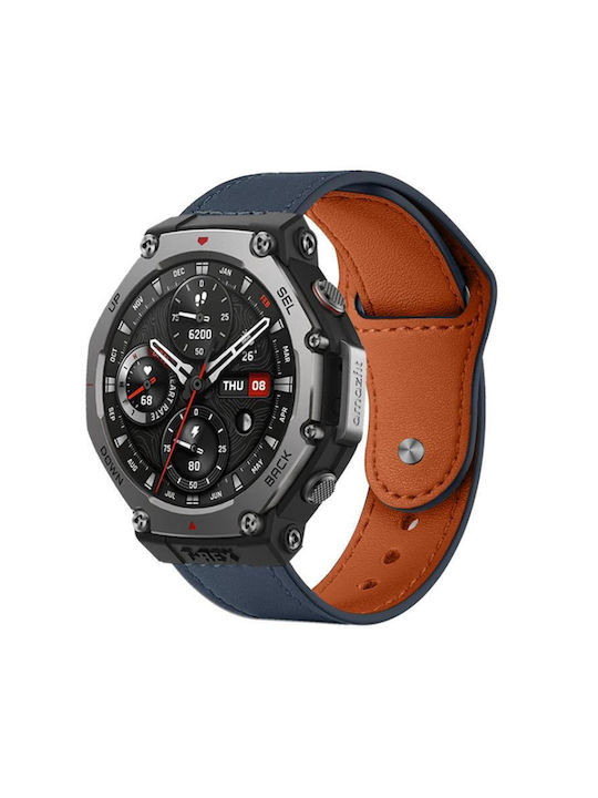 Каишка Кожа Тъмносин (Amazfit T-Rex 3)