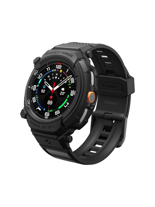 Spigen Rugged Armor Pro Silikonhülle in Schwarz Farbe für Samsung Galaxy Watch 8 Classic 46 mm