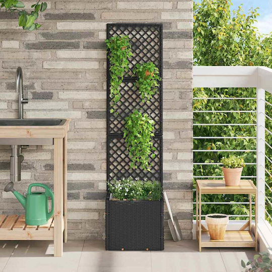 vidaXL Пластмасова Черна Кутия За Саксии 35x30x135см