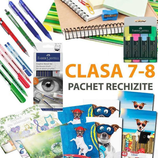 Set Complet De Papetărie Pentru Școala Clasele 7-8 Elevi 31 Bucăți