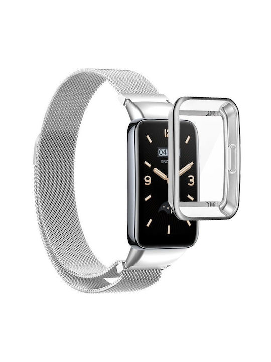 Brățară + Husă Protecție Ecran Xiaomi Mi Band 7 Pro Argintie