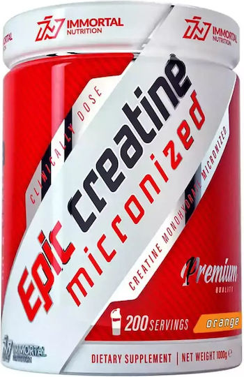 Immortal Nutrition Epic Creatine Μικρονισμένη Μονοϋδρική Κρεατίνη 5000mg με Γεύση Πορτοκάλι 1000gr