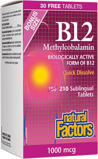 Natural Factors Methylcobalamin B12 Vitamin for Nervous System Health Natural 1 Tablets 210 sublingual pills