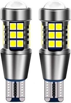 Set 2 Lămpi Auto Canbus T15 W16w Temperatura De Culoare 6000k Flux Luminiscent 800 Lumeni Lumină Albă Argintiu