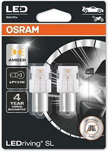 Set 2 Becuri Auxiliare LED PY21W 12V Osram Chihlimbarii Blister