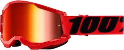 Μάσκα Μηχανής Motocross 100% Strata2 Red-mirror Red