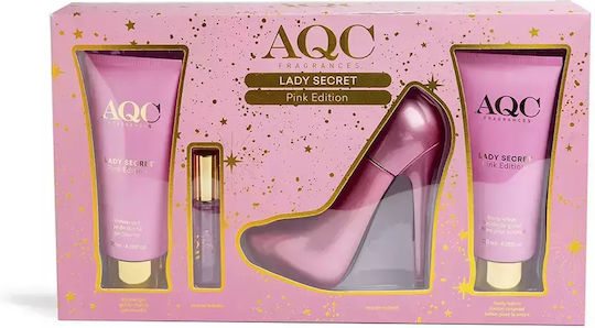 Aquarius Cosmetic Lady Secret Pink Edition Women's Set with Eau de Parfum and Shower Gel 4pcs