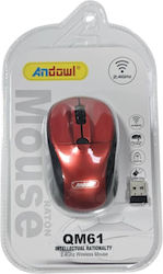 Andowl QM61 Безжичен Мини Мишка Червен
