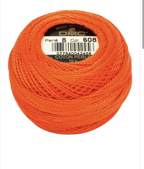 Κλωστή Κεντήματος Βαμβακερή Kουβαρίστρα Cotton Perle No8 87m/10g 608 Πορτοκαλί