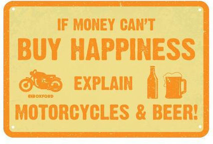 Oxford Garage Sign – Metal Sign 'buy Happiness' 200x300mm Black Silver