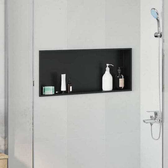 vidaXL Wall Mounted Bathroom Shelf Metallic 75x9.5x30cm Black