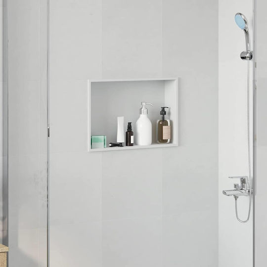 vidaXL Επιτοίχια Ραφιέρα Μπάνιου Μεταλλική 45x9.5x30cm Λευκή