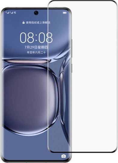 Huawei P50 Pro Пълно Лепило 9h Hd 3d Извит Ръб Закалено Стъкло Филм Черен