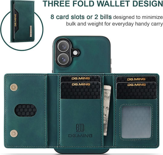 DG.MING Wallet Δερματίνης / Tempered Glass Πράσινο (iPhone 16)