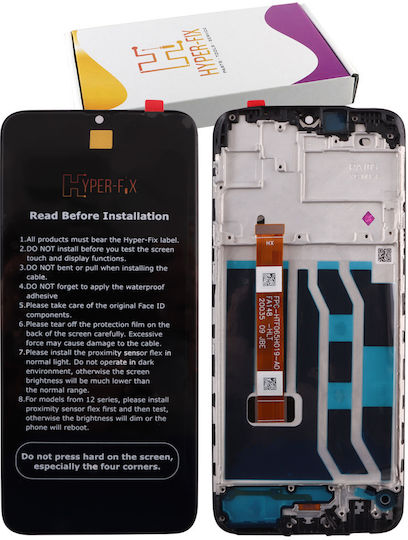 Hyper Fix Οθόνη με Μηχανισμό Αφής και Πλαίσιο για REALME C3, C3i, NARZO 10A (Μαύρο)
