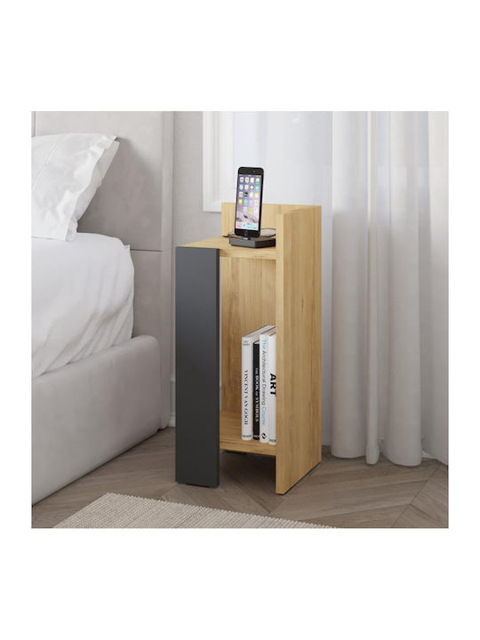 Bedside Table Elos Wooden Sapphire Oak - Anthracite 25x27x60cm