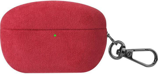Sony WF-1000XM5 Turned Fur Leather Earphone Case With Hook Red