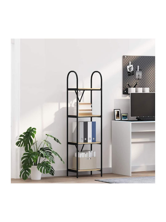 Floor-standing Living Room Display Cabinet made of Wood & Metal with Glass Sonoma Oak 40x30x146cm