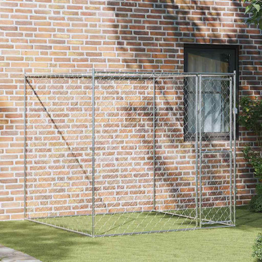 vidaXL Металик Парк За Кучета 200x200x200см Сребрист