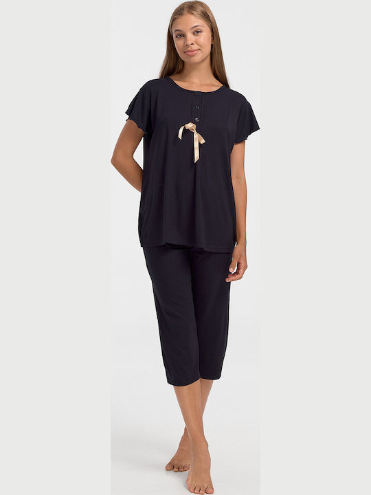 Cherry Sommer Damen Pyjama-Set Dark Blue