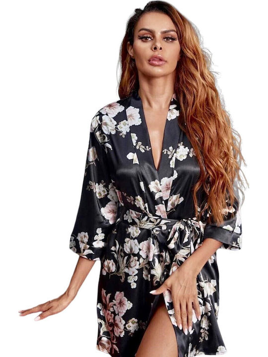Woman's Fashion Summer Women's Robe Black