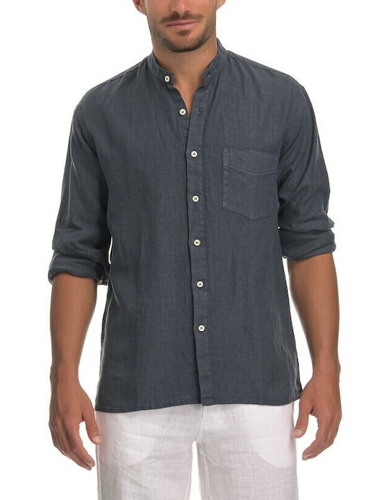 John P. Linen Shirt Navy Blue
