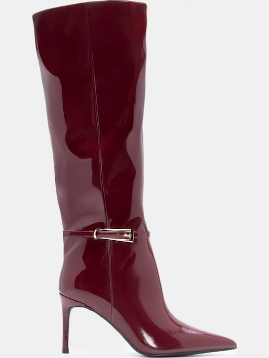 Damenstiefel mit Hohem Absatz Burgundisch