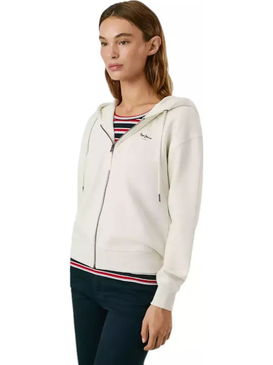 Pepe Jeans Women's Sweatshirt Jacket Hooded Ecru