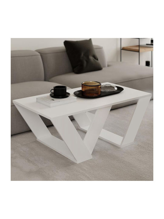 Rectangular Central Coffee Table Pipra Wooden White W110xD60xH40cm