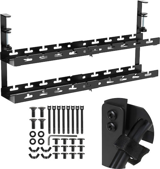 Maclean Under-desk Cable Organizer Max Load 5kg Max 728mm 2 Levels Black Mc-102 B