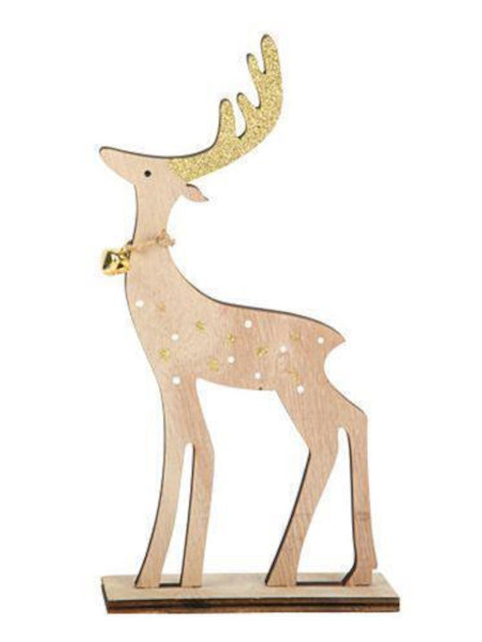 Beauty Home Christmas Wooden Figure Reindeer Gold Height 23cm
