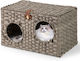 Costway Foldable Cat House Pe-rattan Seat & Lock 60x35x35 cm Pv10294gr