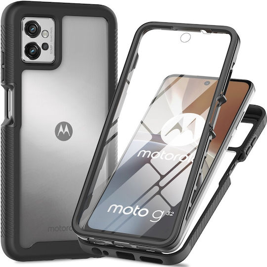 360 Vollschutz Set mit Glas Schwarz (Moto G32)