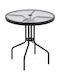 Sitting Room Outdoor Table with Glass Surface and Metal Frame Natural 70x70x71cm