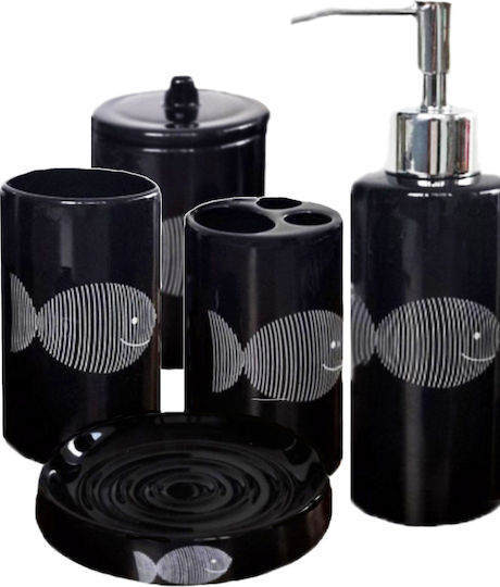 Sorema Set Accesorii Pentru Baie Ceramică Neagră 4 Bucăți